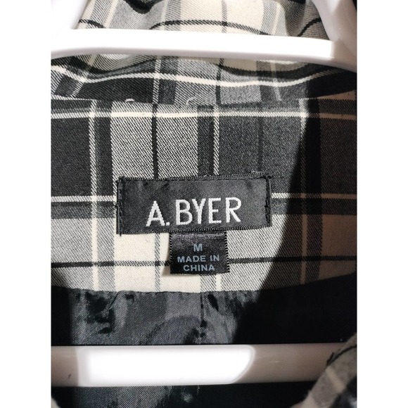 A. Byer black plaid pea coat with belt woman size medium - Picture 5 of 10